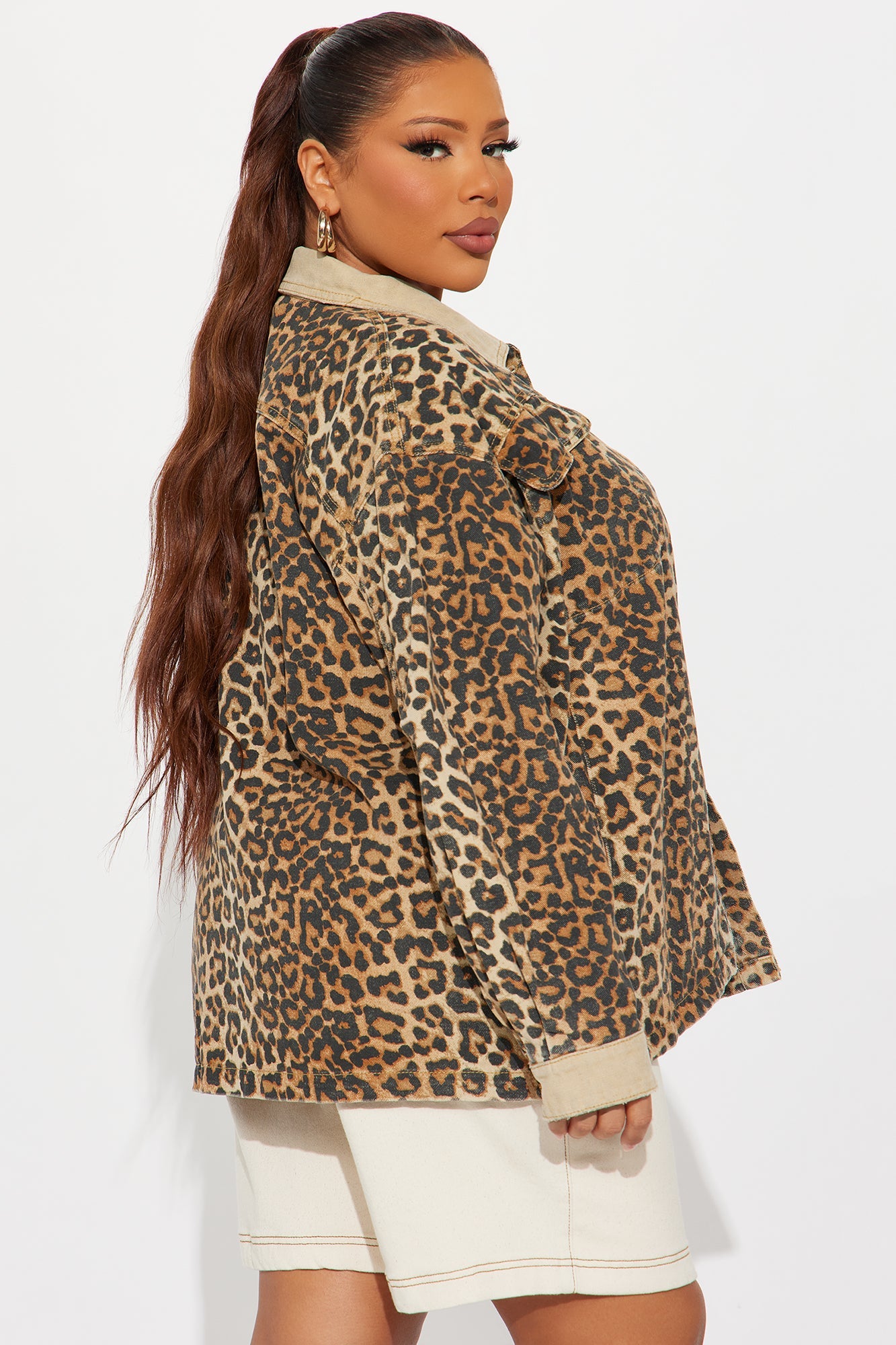 Denise Oversized Leopard Barn Jacket - Brown/combo