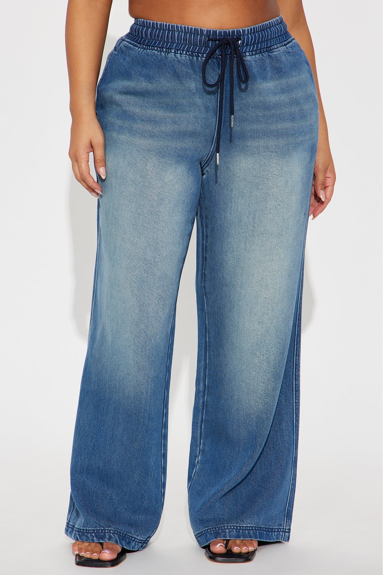 Ocean Drive Drapey Wide Leg Jeans - Medium Wash