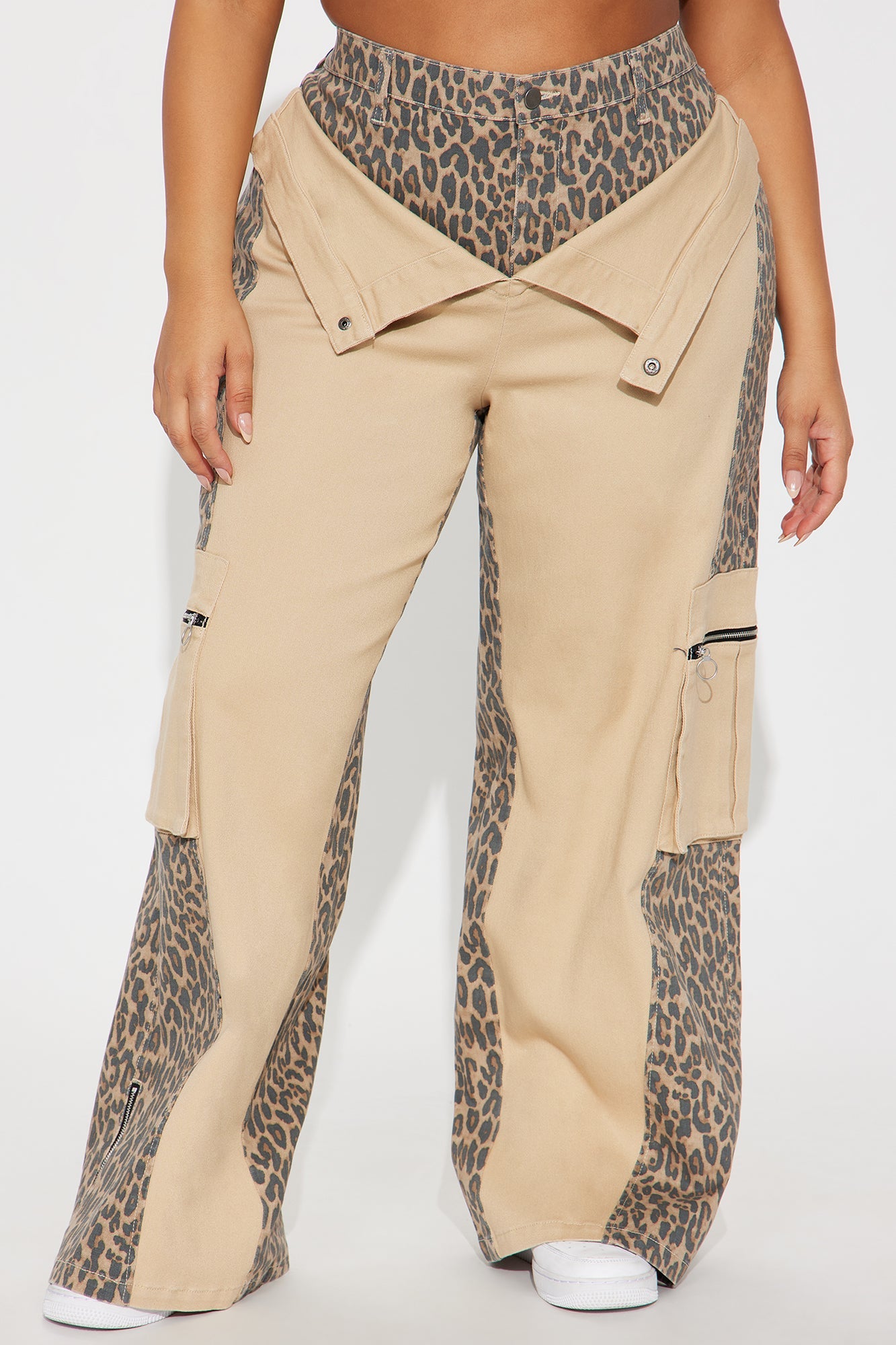 On The Prowl Leopard Twill Wide Leg Pant - Brown/combo