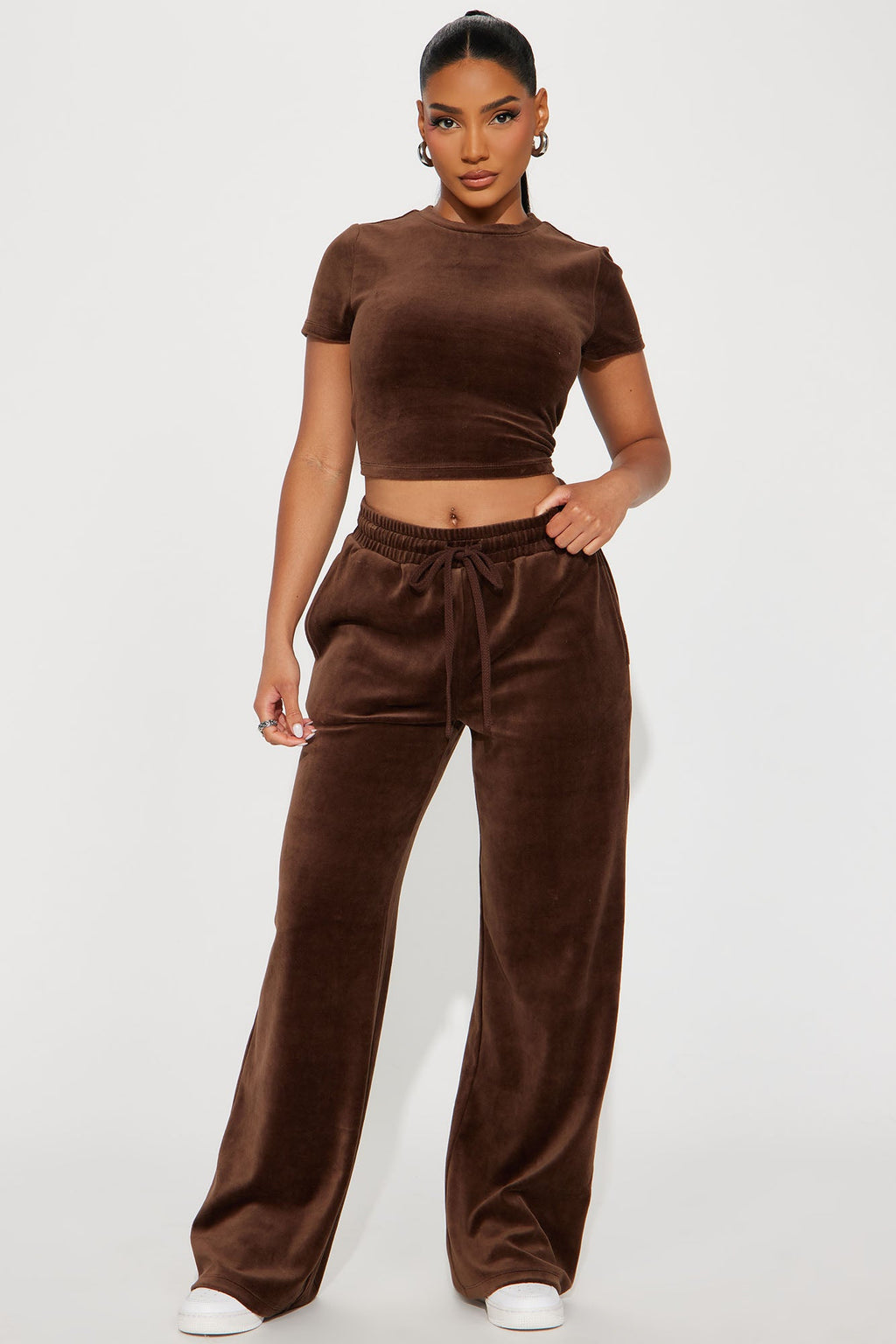 OG Trendsetter Velour Baby Tee Set - Chocolate