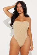 Joscelyn Textured Tube Bodysuit - Taupe