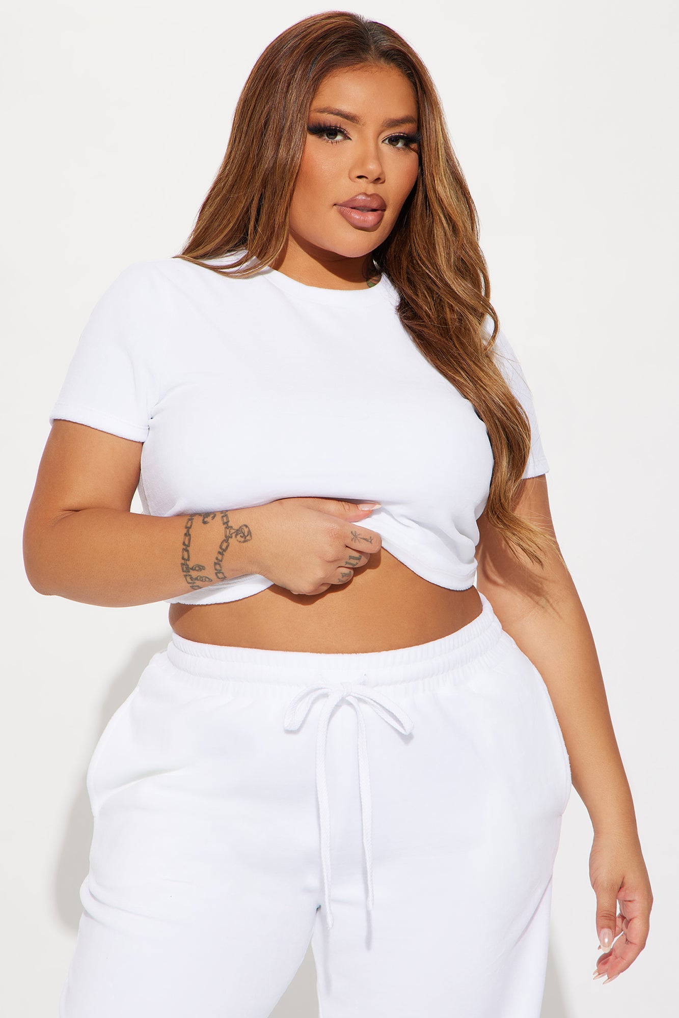 OG Trendsetter Velour Baby Tee Set - White