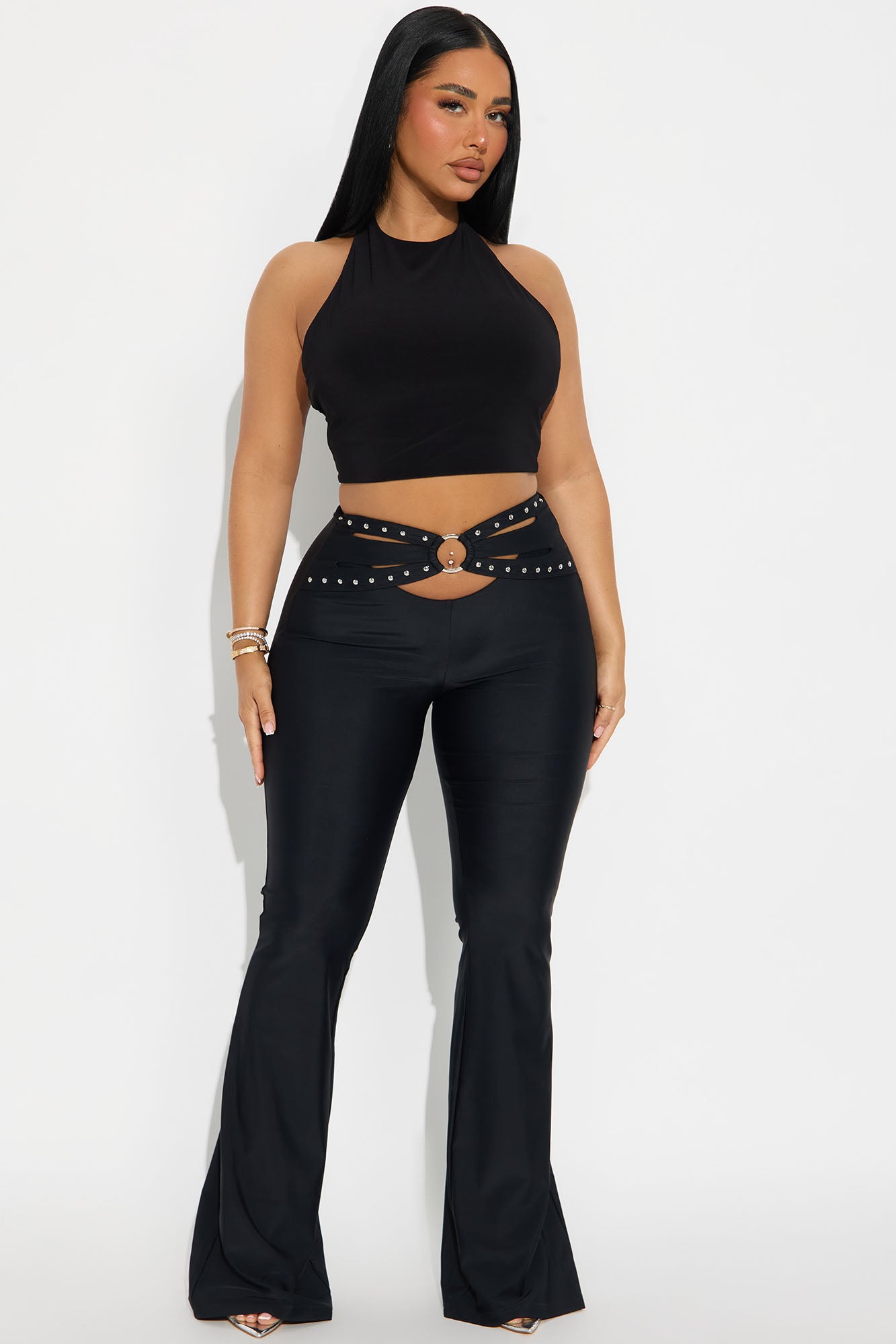 Stepping Out Tonight Cut Out Flare Pant - Black