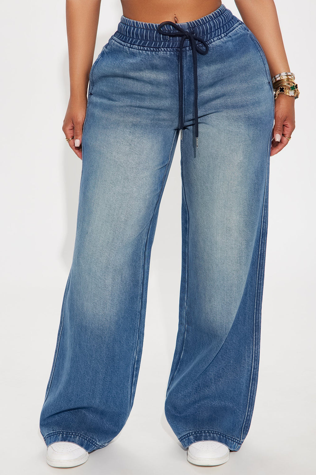 Ocean Drive Drapey Wide Leg Jeans - Medium Wash