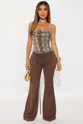 Front Page Headline Wide Leg Trouser Pant - Chocolate