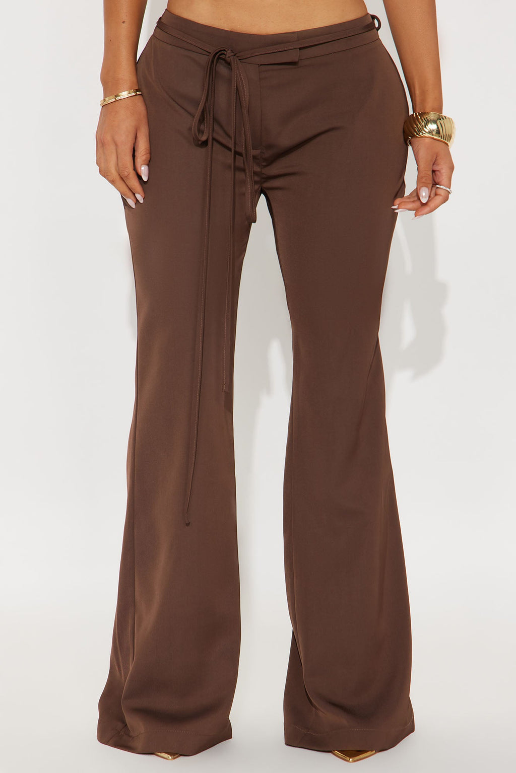 Front Page Headline Wide Leg Trouser Pant - Chocolate