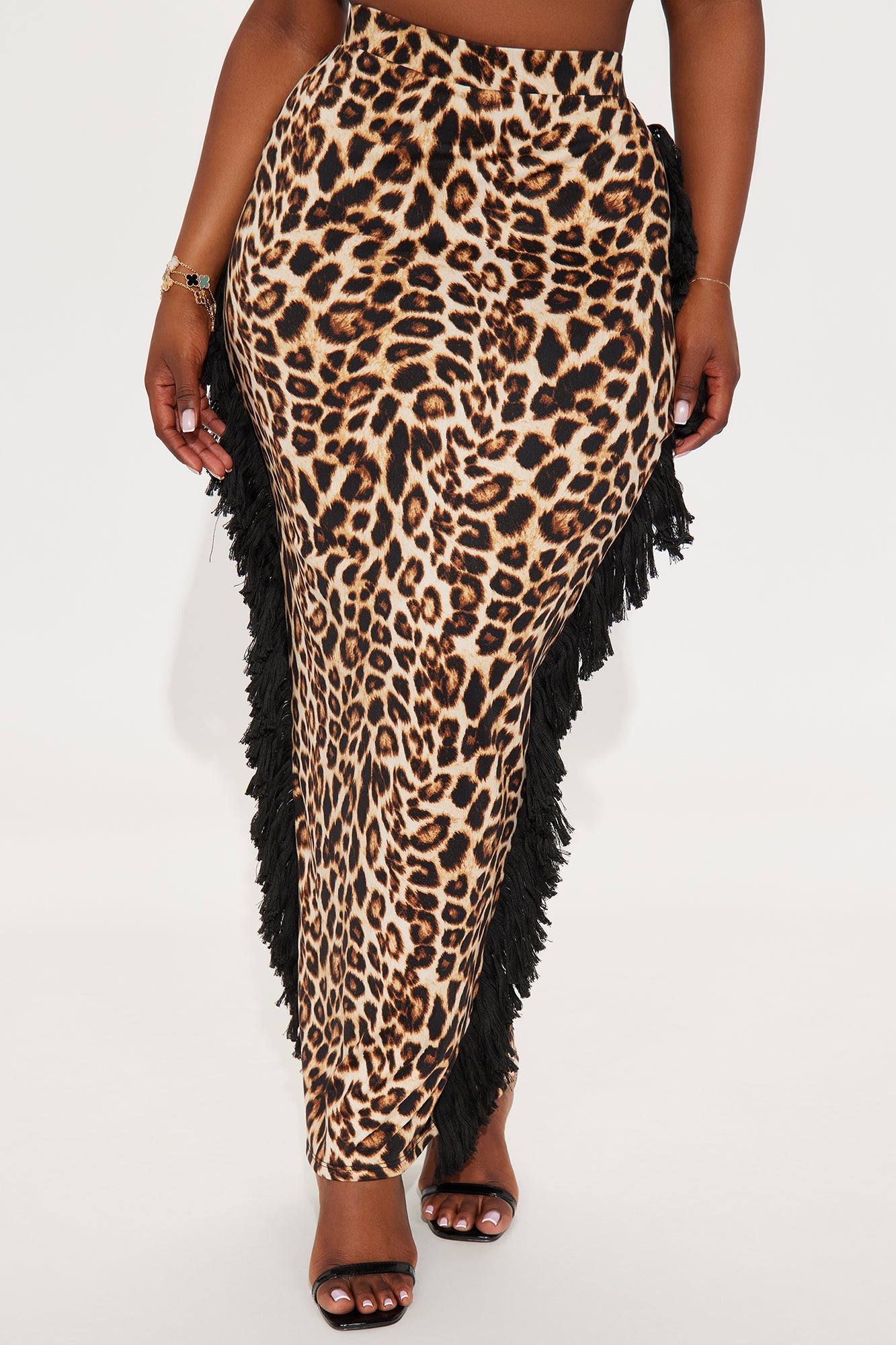 Natural Born Baddie Fringe Maxi Skirt - Leopard