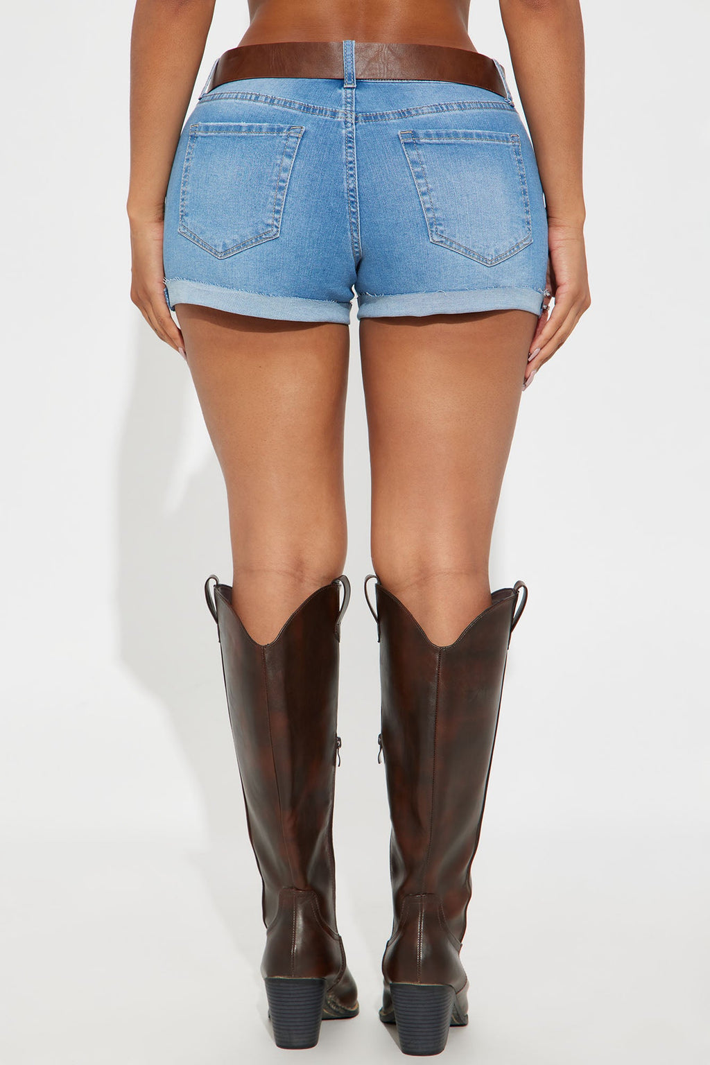 Wanderer Belted Denim Shorts - Medium Wash