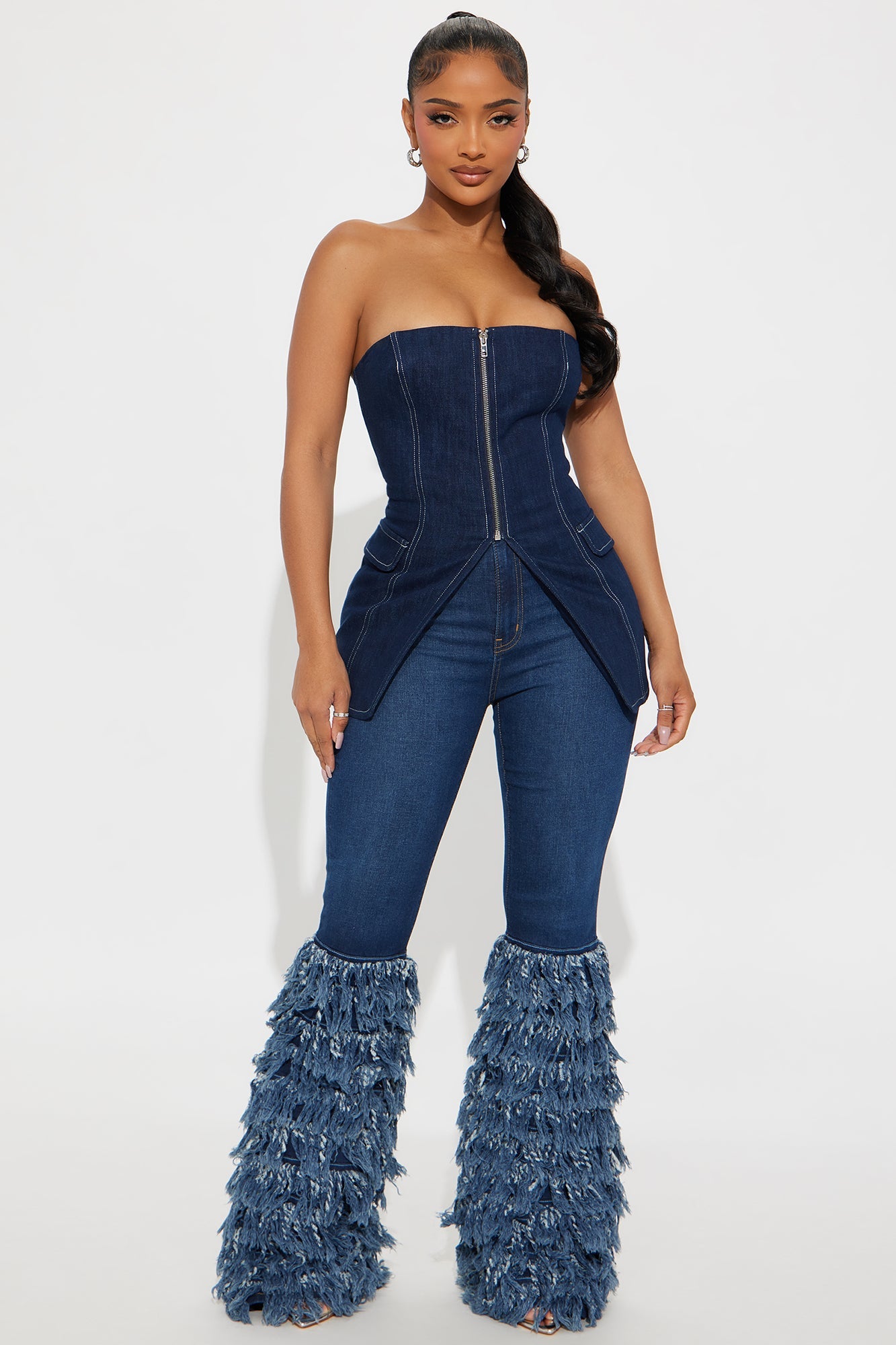 Scene Stealer Fringe Flare Jeans - Dark Wash