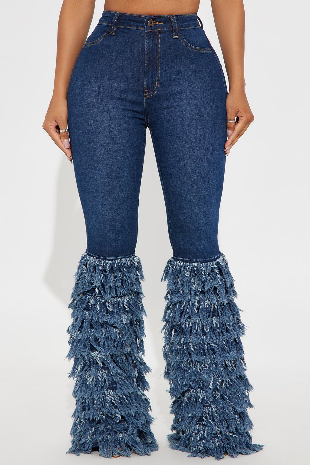 Scene Stealer Fringe Flare Jeans - Dark Wash