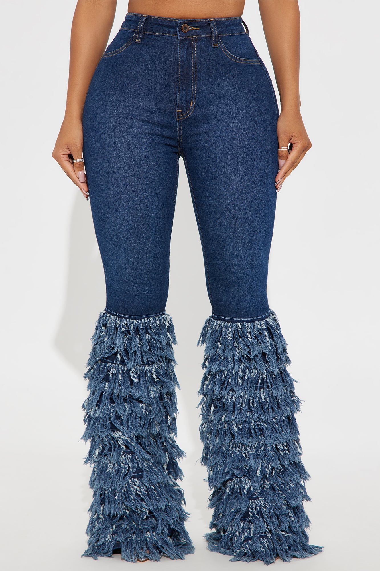 Scene Stealer Fringe Flare Jeans - Dark Wash