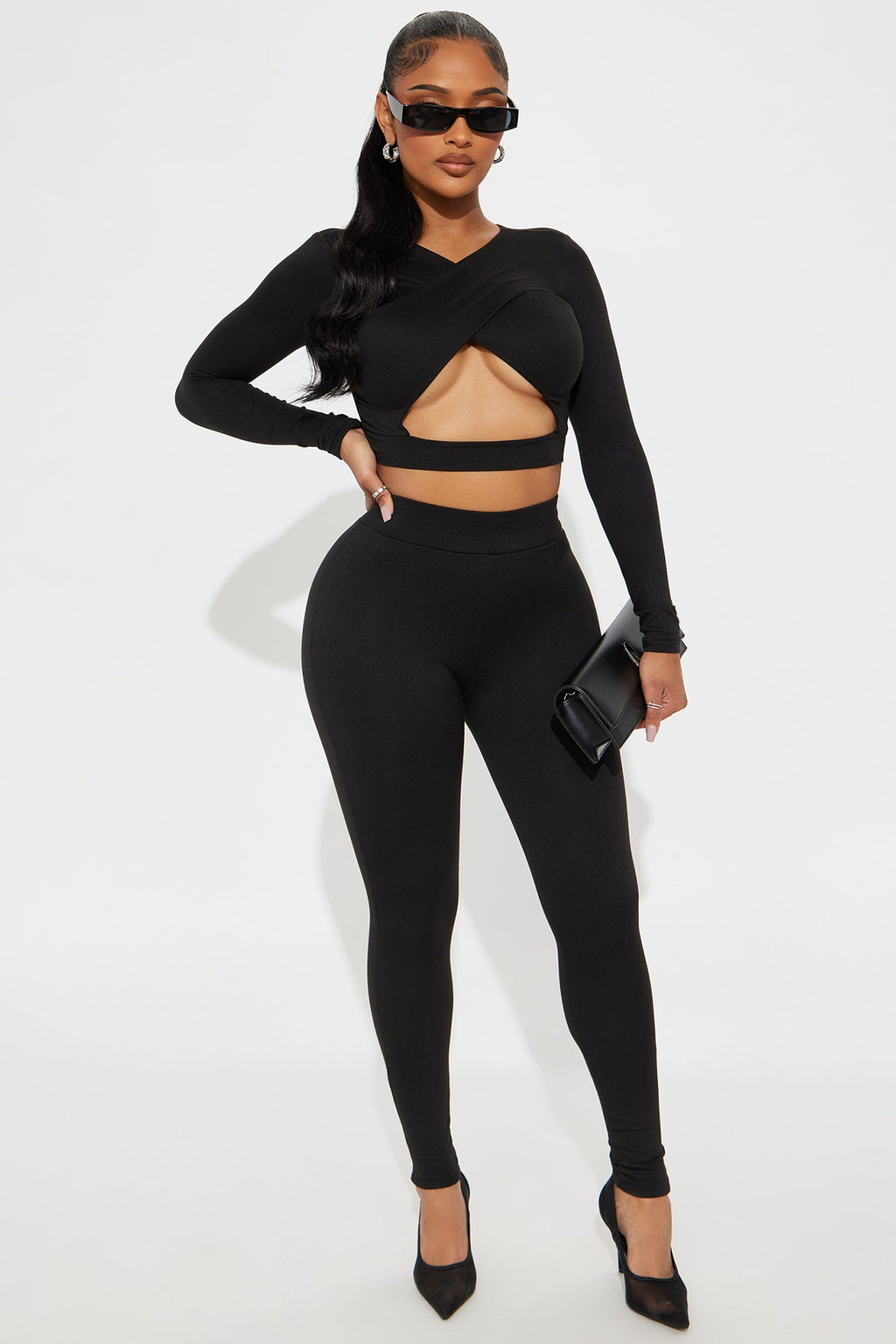 Tempt Me Cutout Pant Set - Black