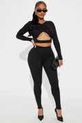 Tempt Me Cutout Pant Set - Black