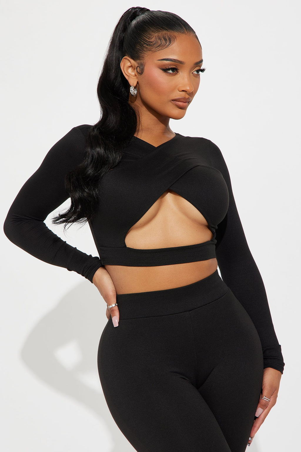 Tempt Me Cutout Pant Set - Black