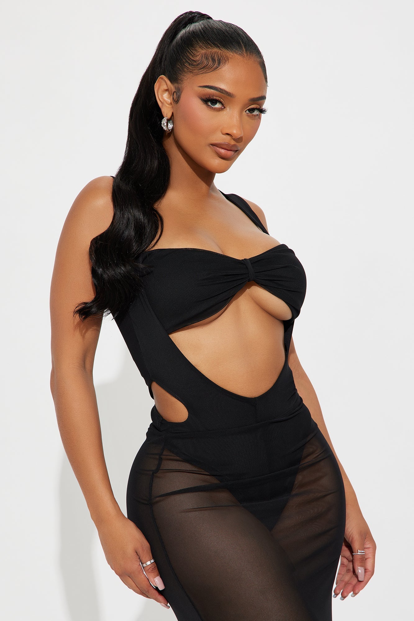 Barely Behaved Mesh Skirt Set - Black