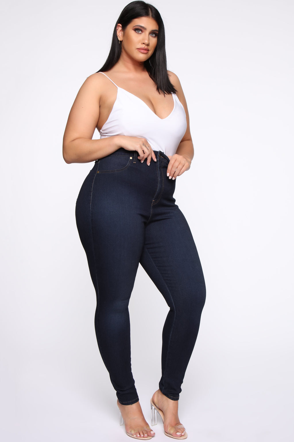 Flex Game Strong Super High Rise Skinny Jeans - Dark Blue Wash