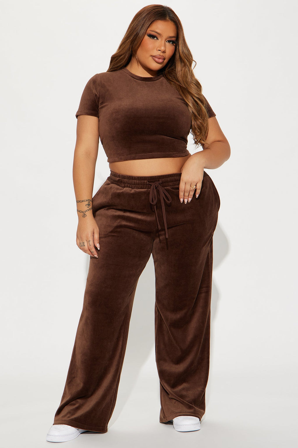 OG Trendsetter Velour Baby Tee Set - Chocolate