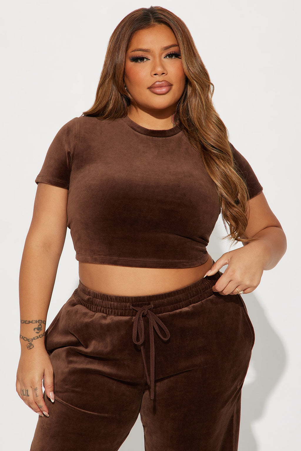 OG Trendsetter Velour Baby Tee Set - Chocolate