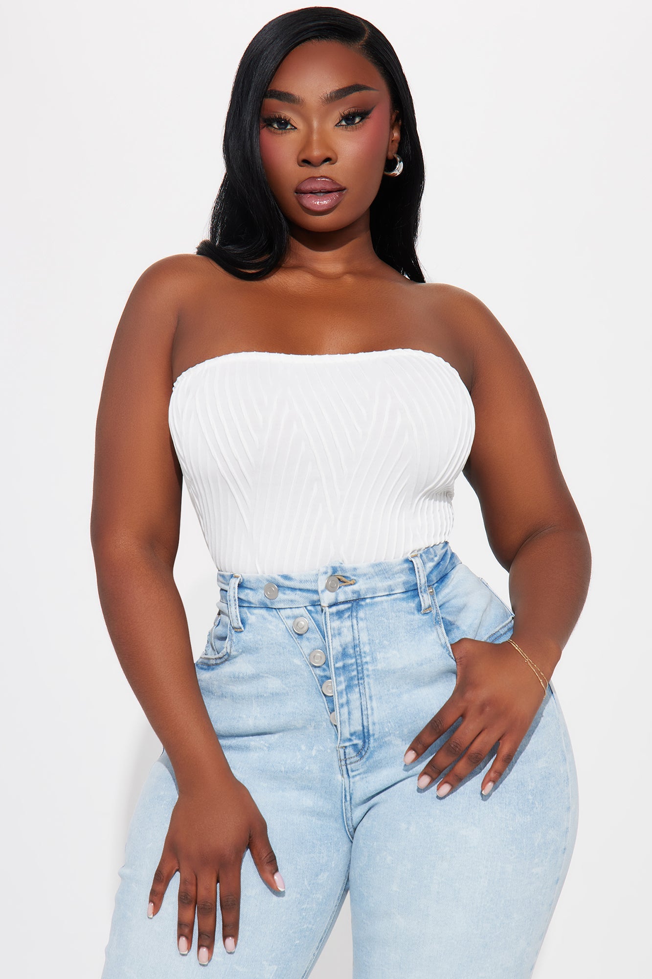 Joscelyn Textured Tube Bodysuit - White