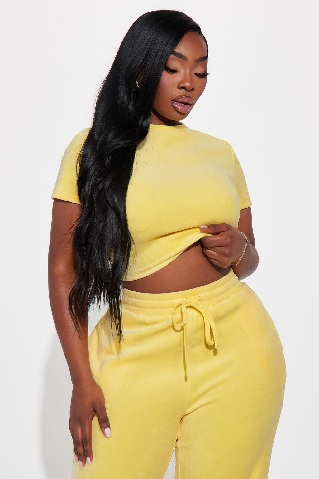 OG Trendsetter Velour Baby Tee Set - Yellow