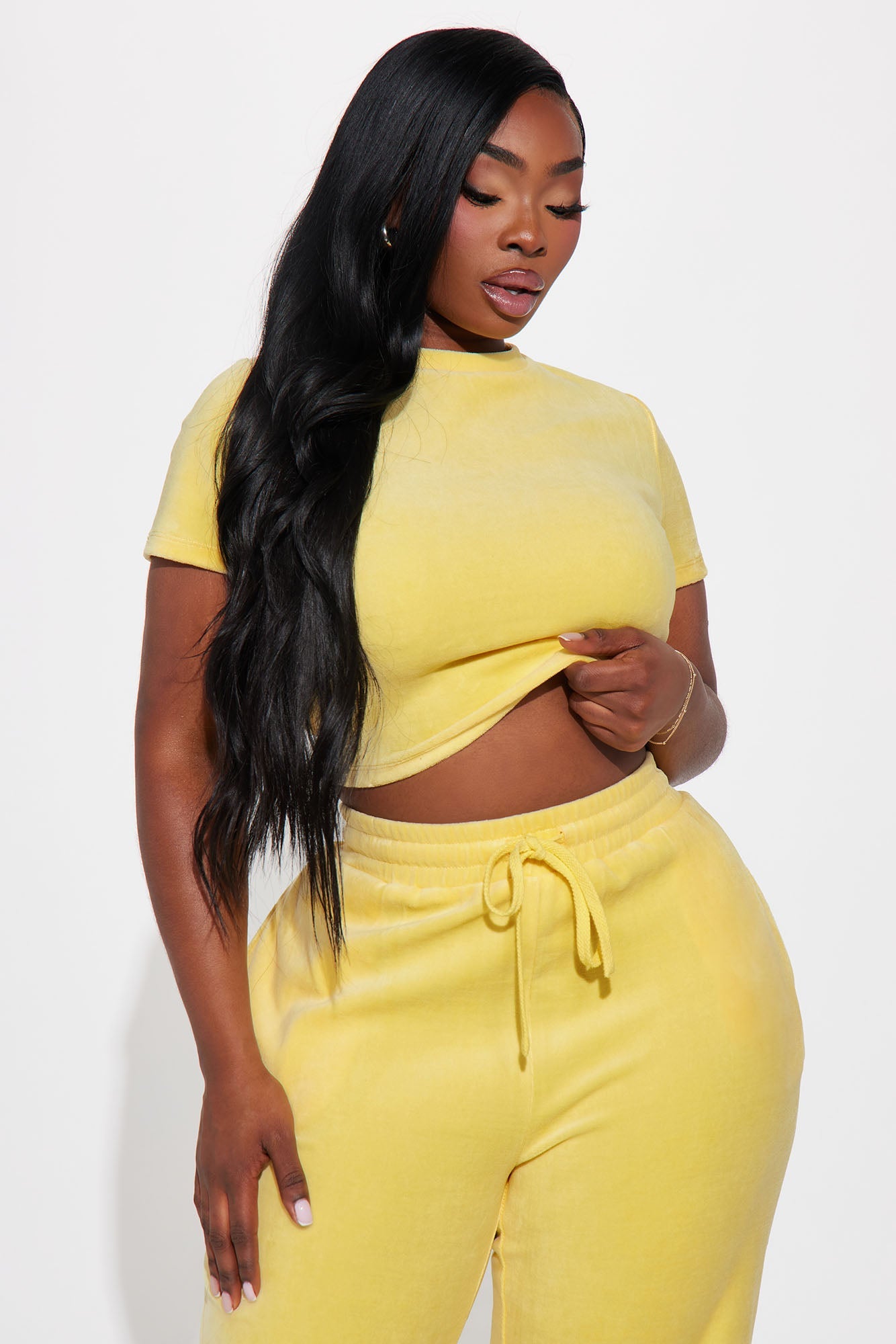 OG Trendsetter Velour Baby Tee Set - Yellow