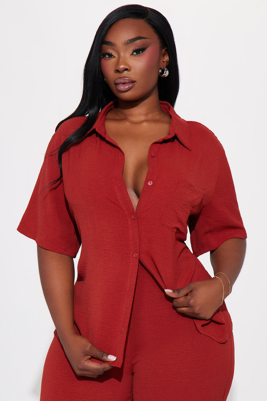 Makenzie Short Sleeve Pant Set - Rust