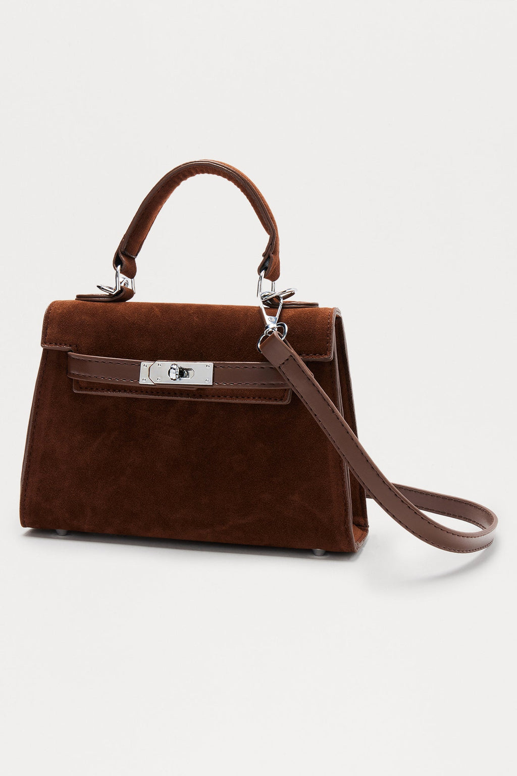 Daily Go To Faux Suede Handbag - Brown