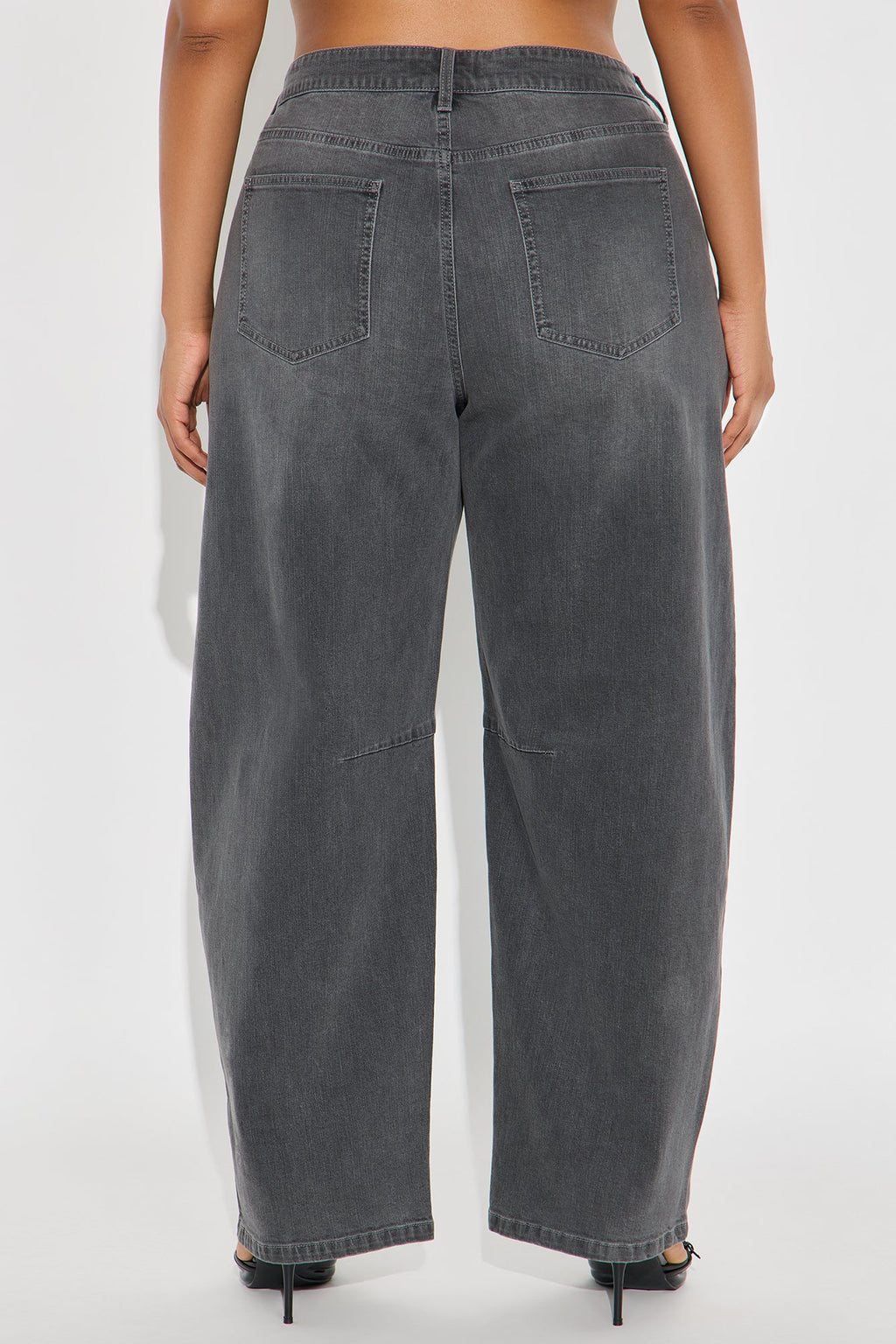Break It Off Barrel Leg Jeans - Dark Grey