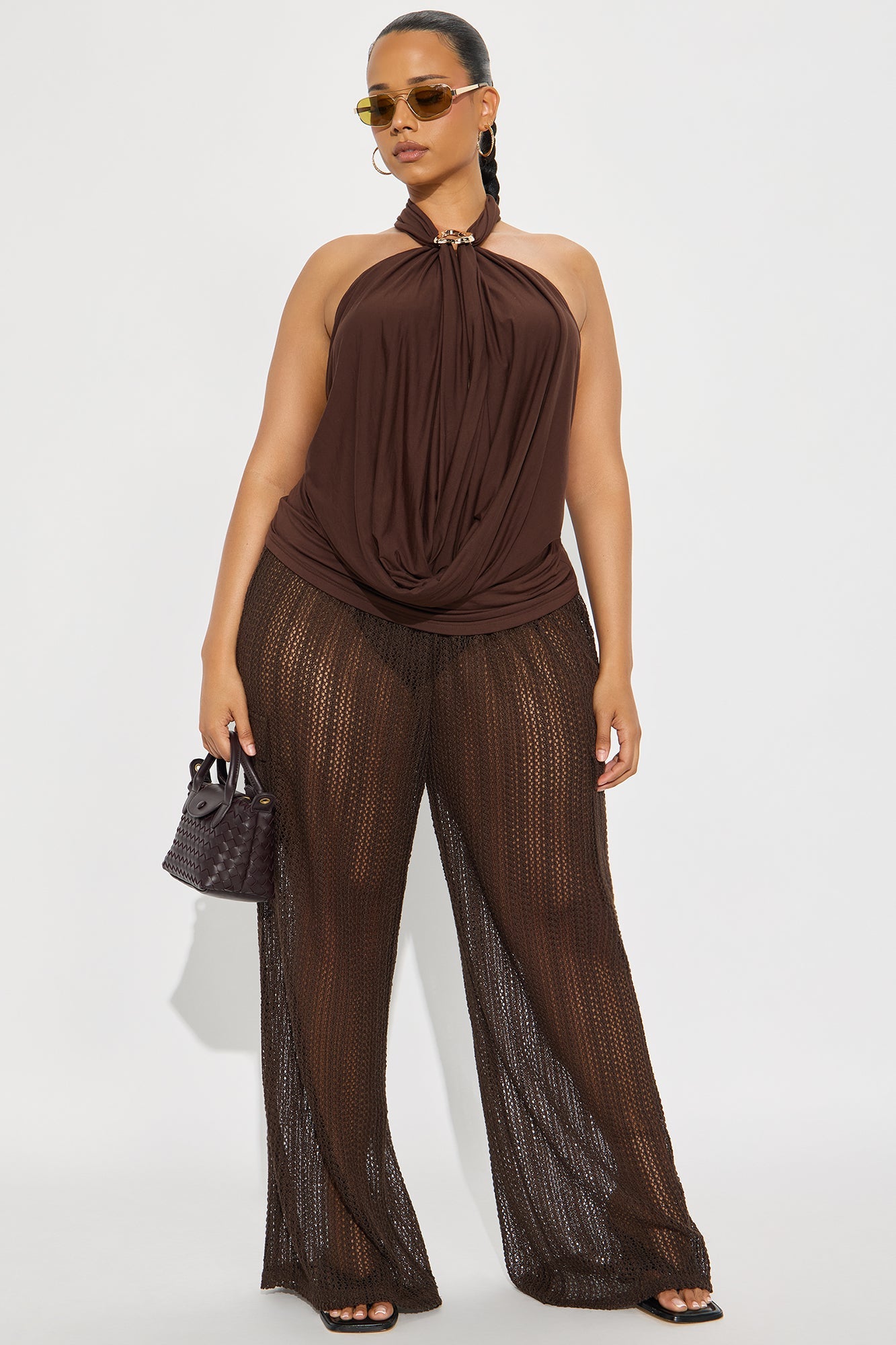 Fun Times Crochet Wide Leg Pant - Chocolate
