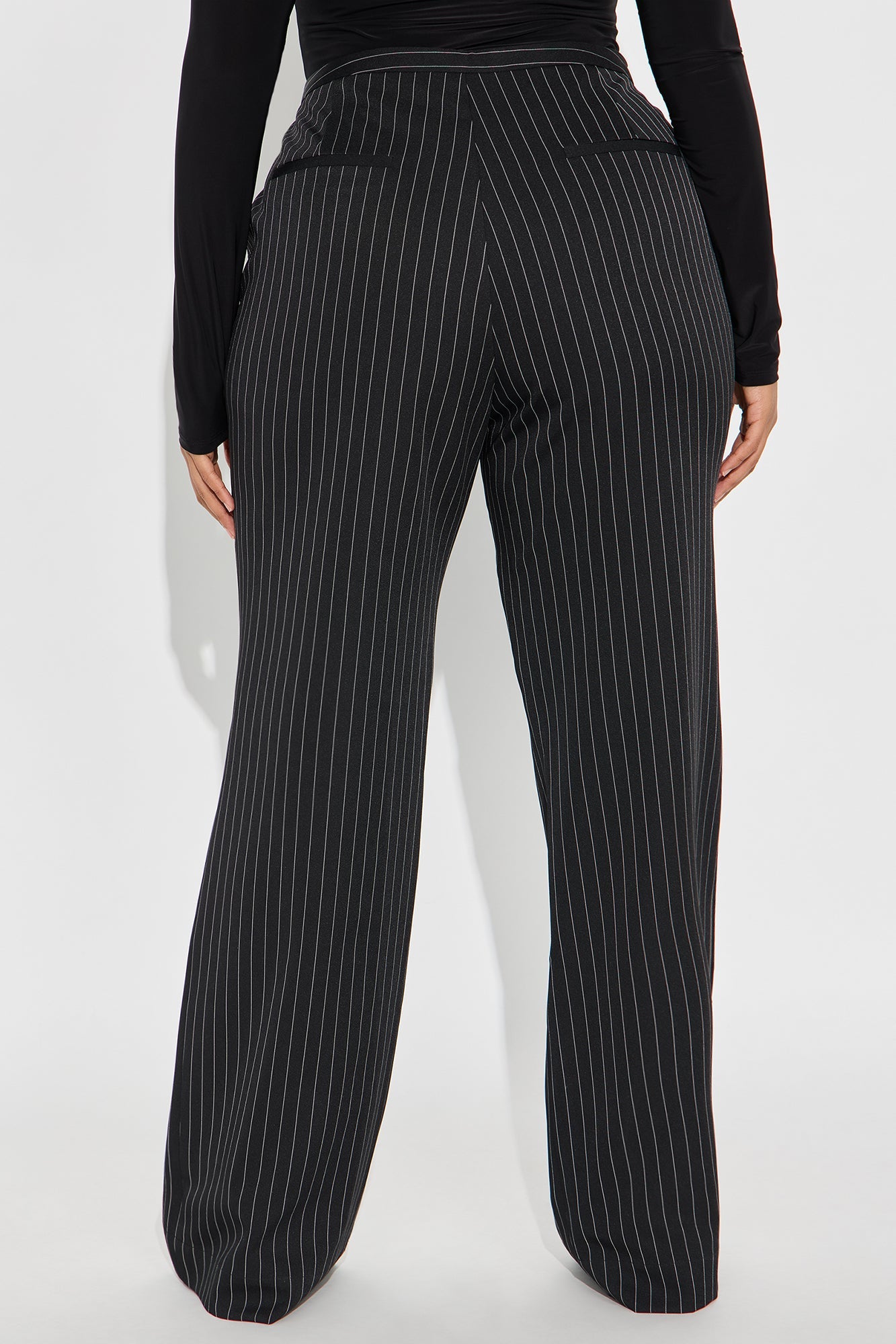 Madalyn Pinstripe Wide Leg Pant - Black