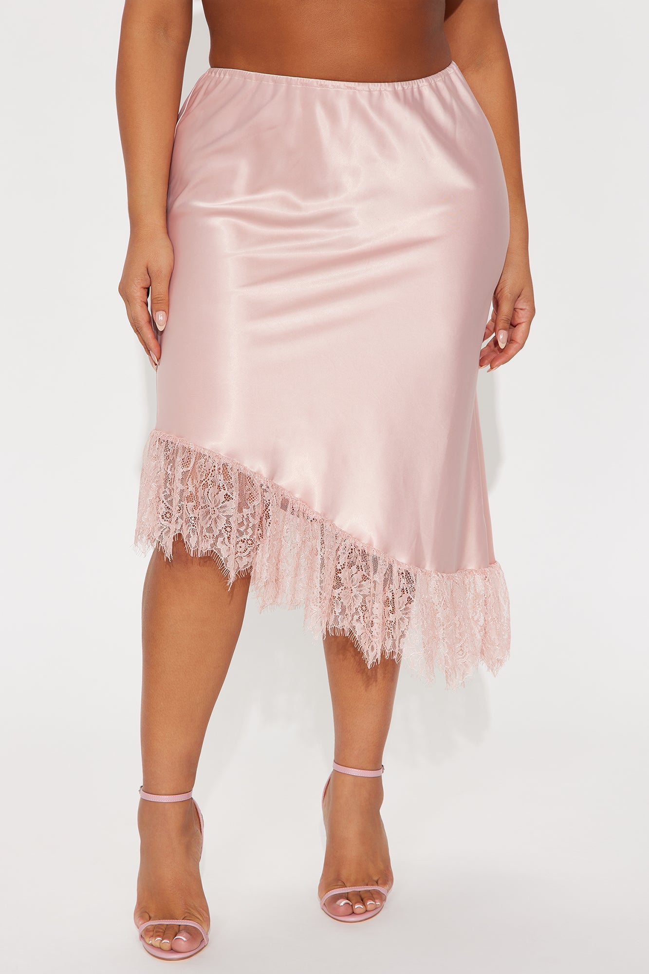 Dahlia Asymmetrical Satin Midi Skirt - Mauve