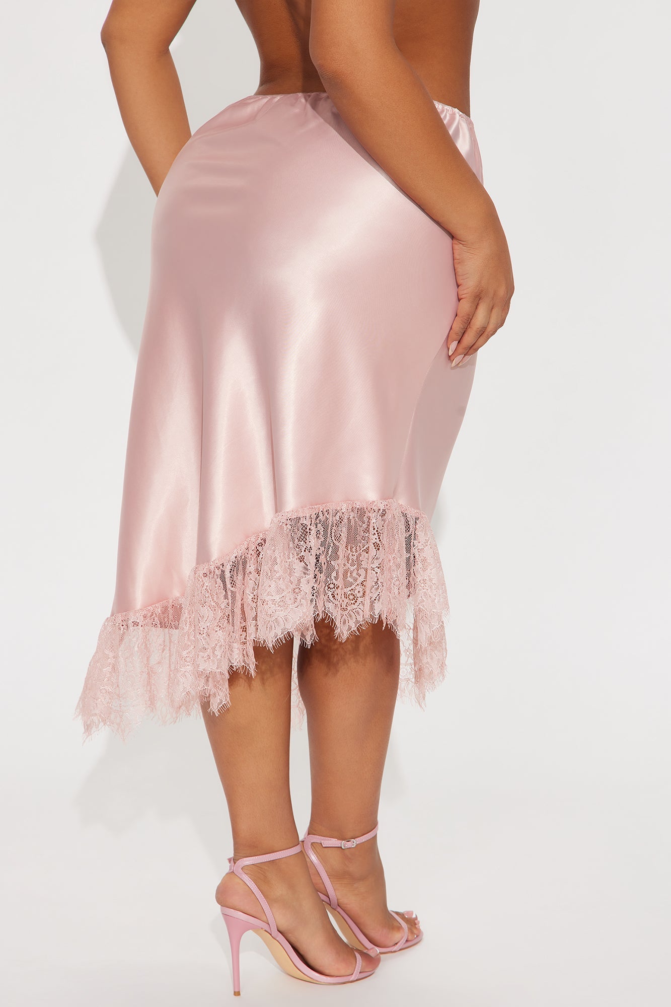Dahlia Asymmetrical Satin Midi Skirt - Mauve