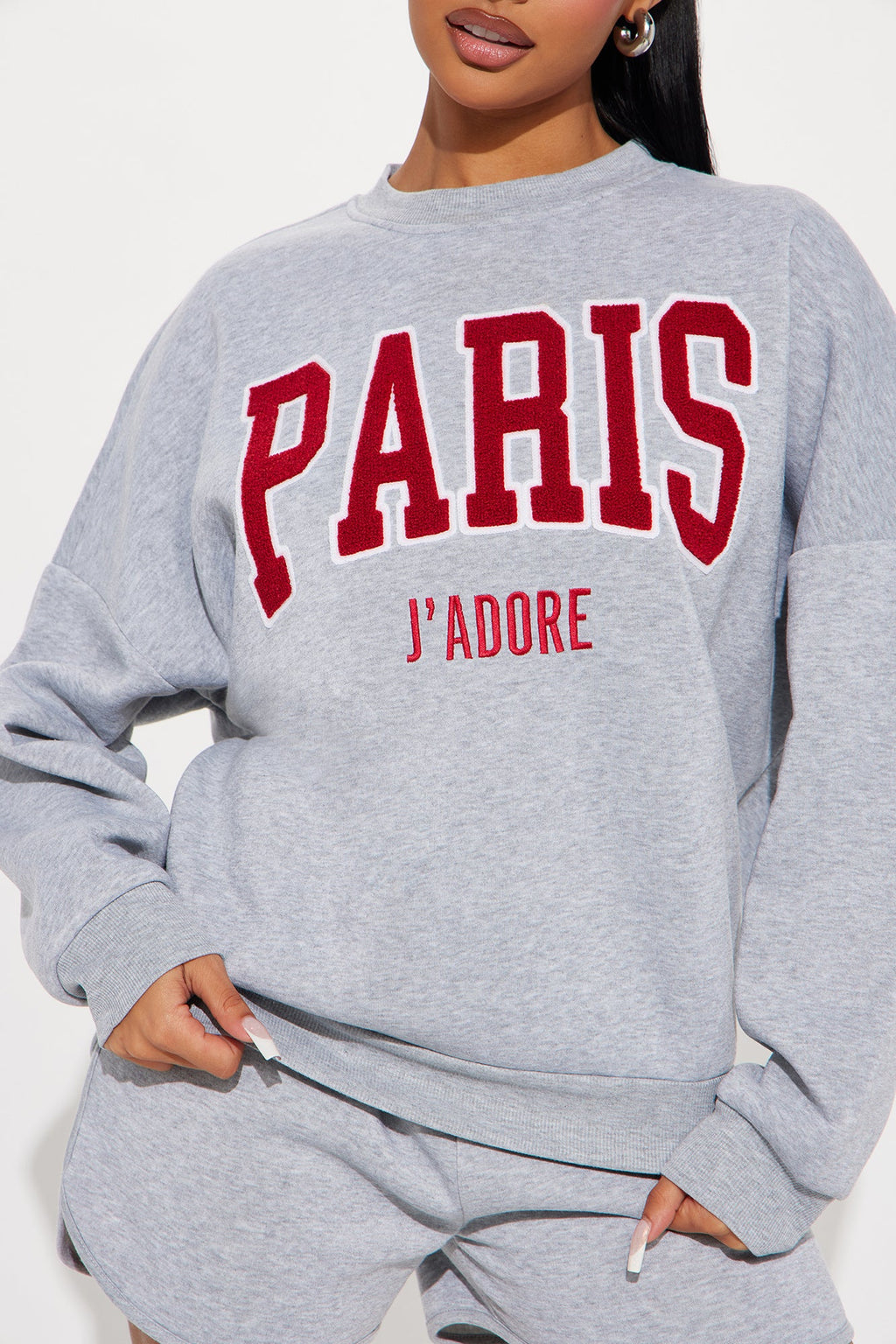 When In Paris Fleece Short Set - Grey