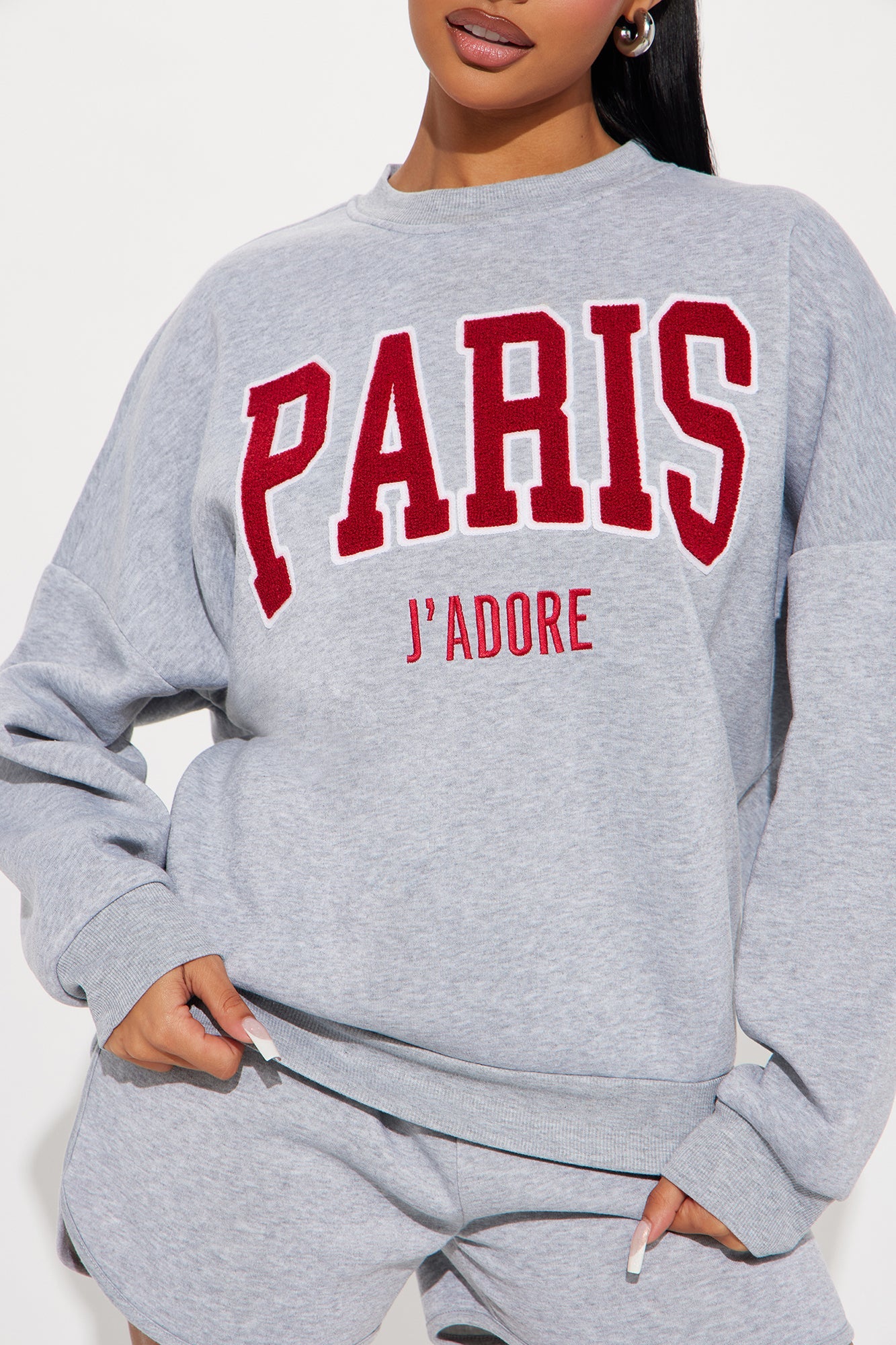 When In Paris Fleece Short Set - Grey