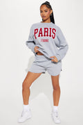 When In Paris Fleece Short Set - Grey