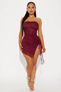 Aia Asymmetrical Lace Mini Dress - Wine