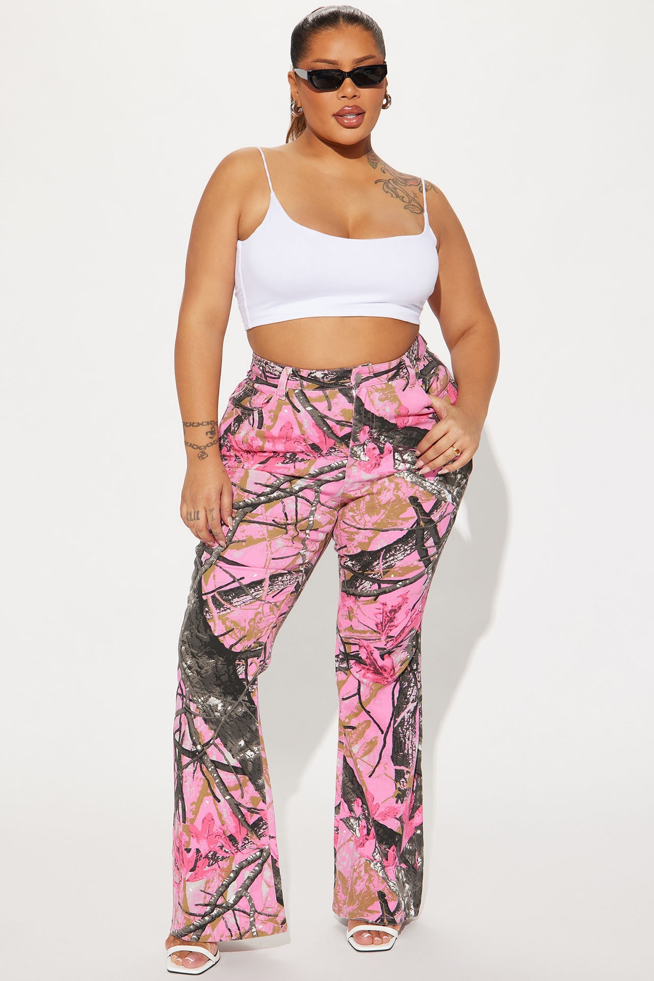 Open Season Stretch Flare Jeans - Hot Pink