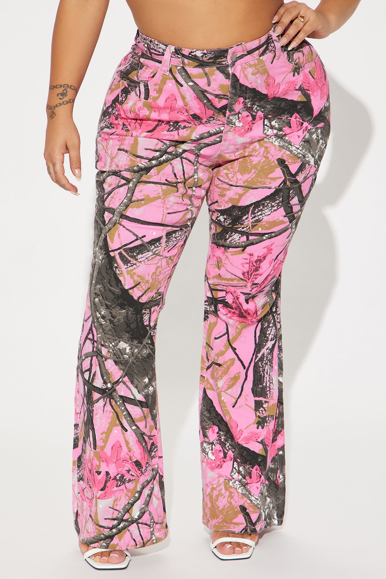 Open Season Stretch Flare Jeans - Hot Pink