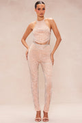 Zariah Embellished Pant - Nude
