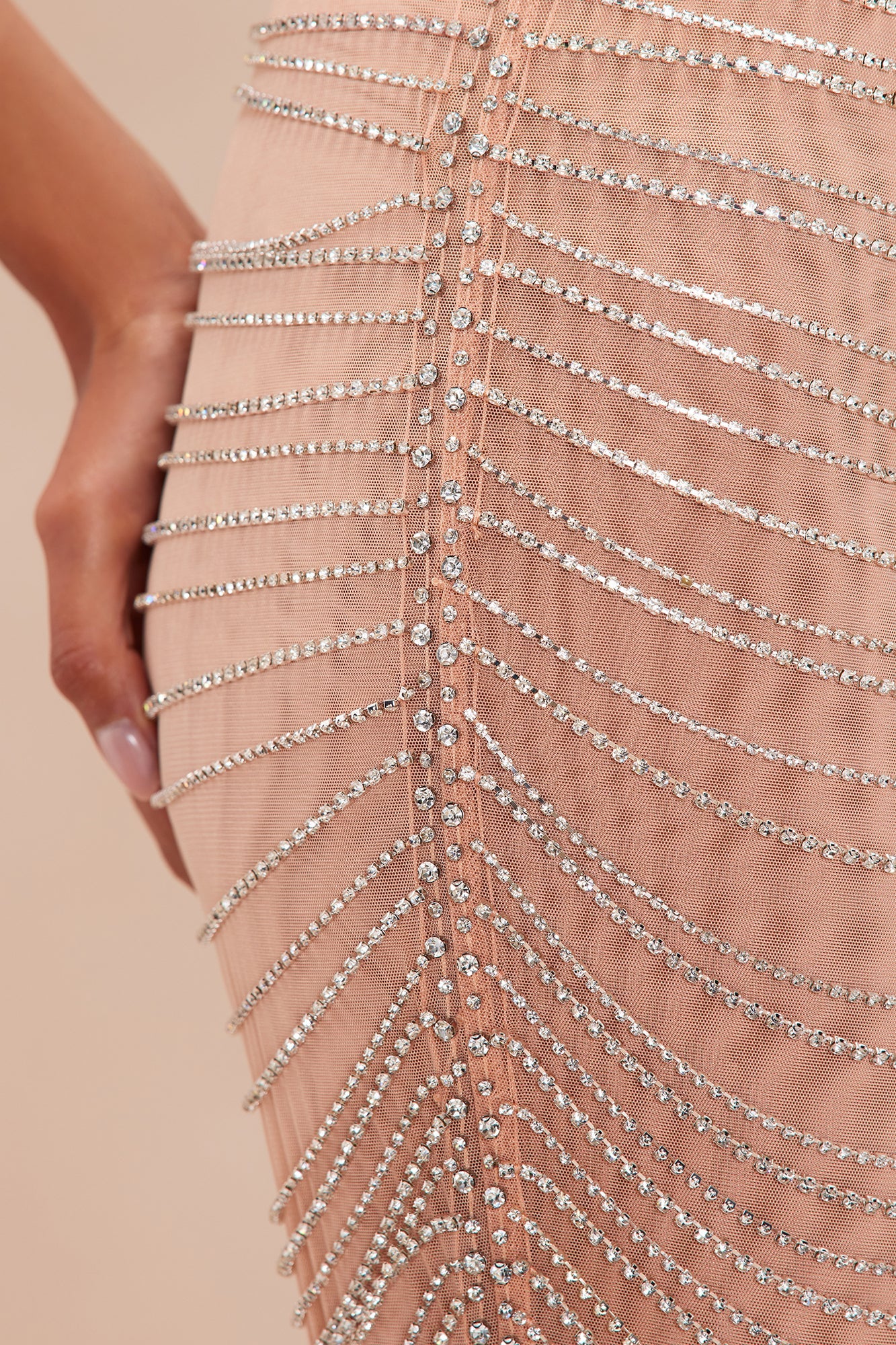 Zariah Embellished Pant - Nude