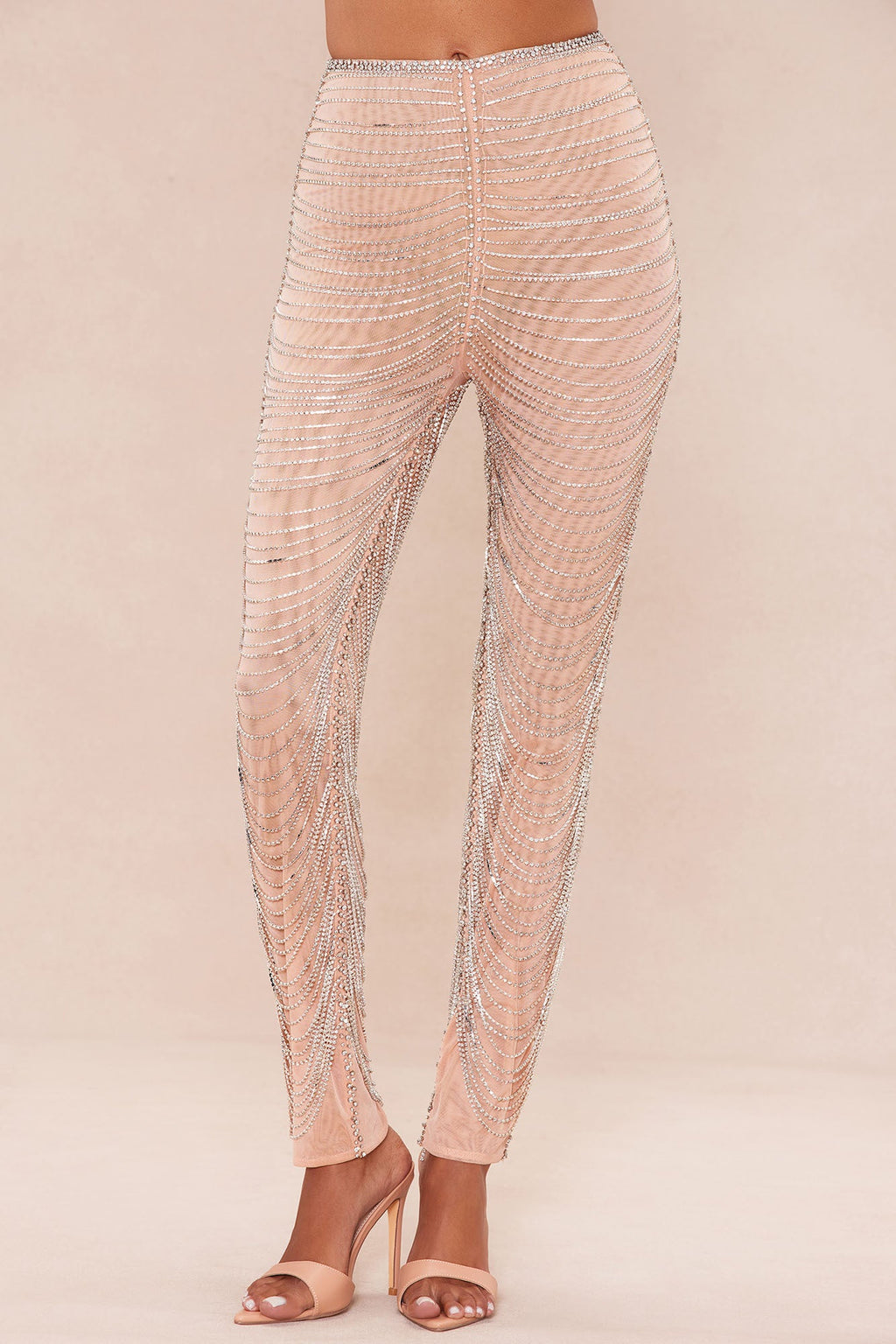 Zariah Embellished Pant - Nude