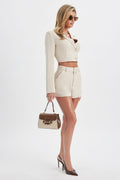 Pretty Business Belted Trouser Short - Cream