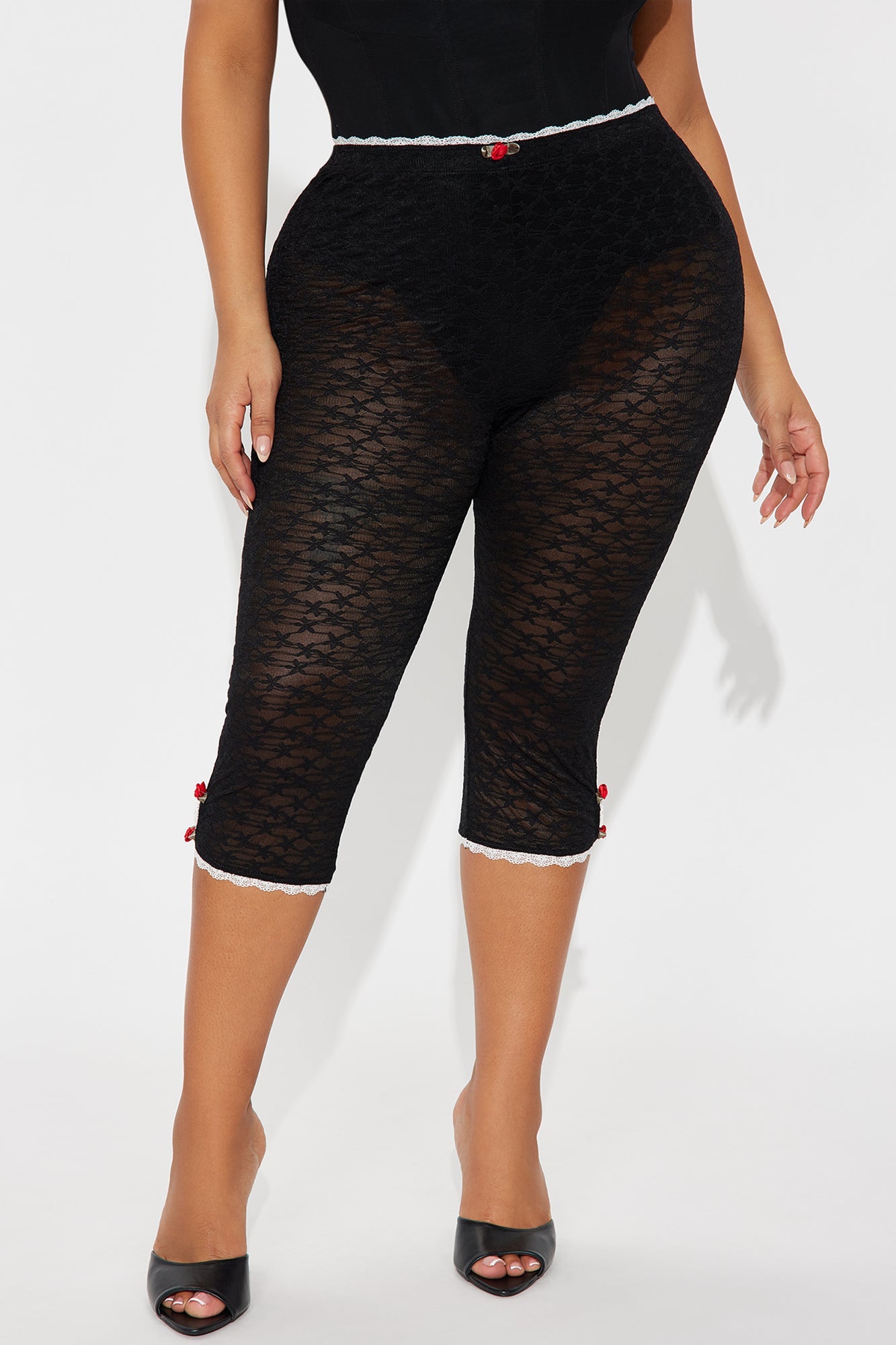 Remina Lace Capri Legging - Black/combo