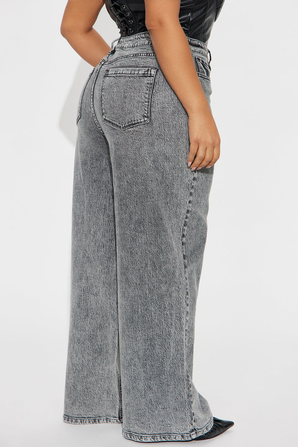 Zora Acid Wash Wide Leg Jeans - Acid Wash Grey