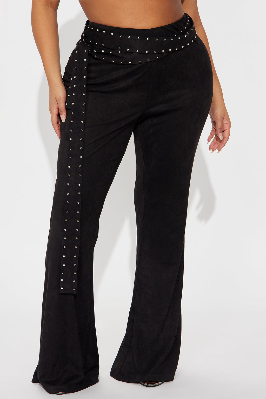 Aniston Faux Suede Flare Pant - Black