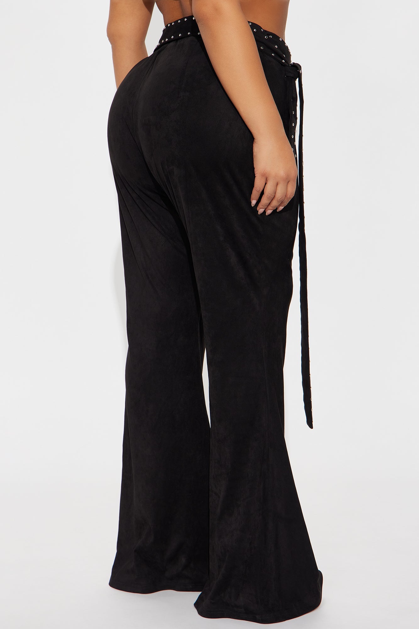 Aniston Faux Suede Flare Pant - Black