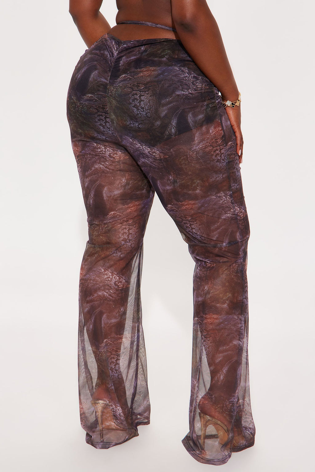 Tempting Aura Mesh Wide Leg Pant - Purple/combo