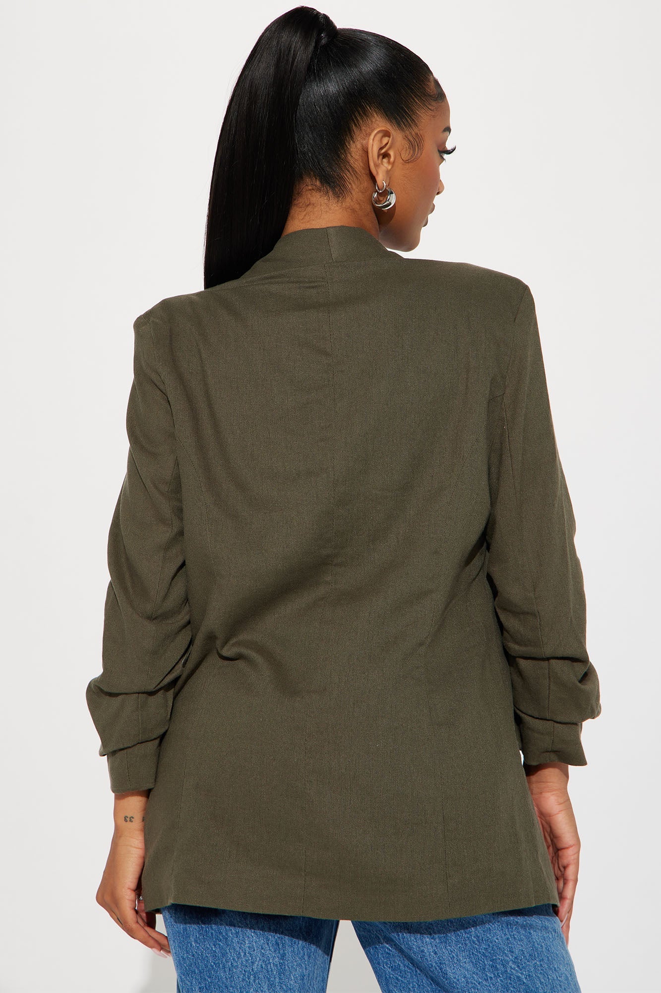 Take My Lead Linen Blazer - Olive