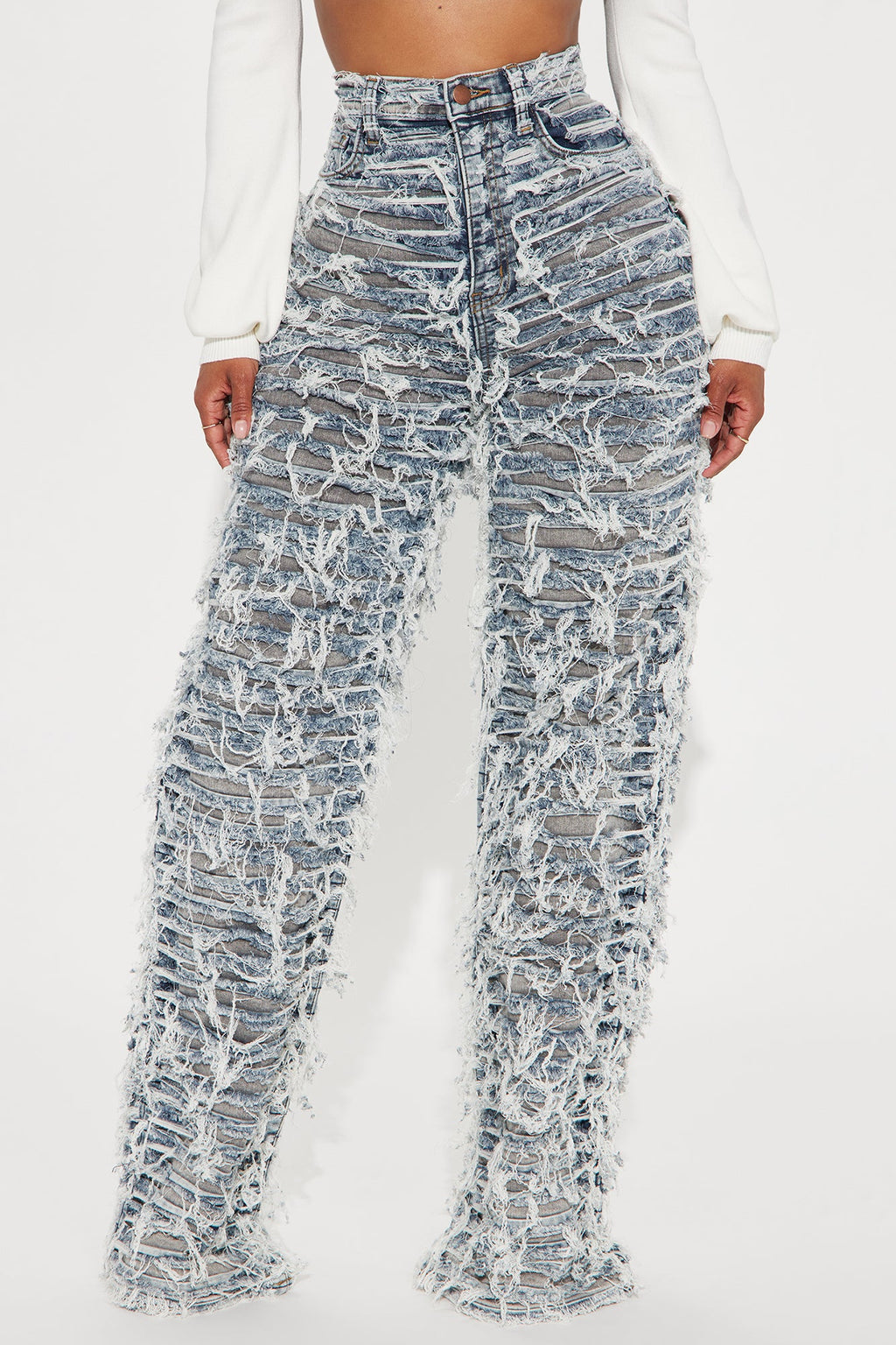 Oh So Shredded Stretch Straight Leg Jeans - Grey/combo