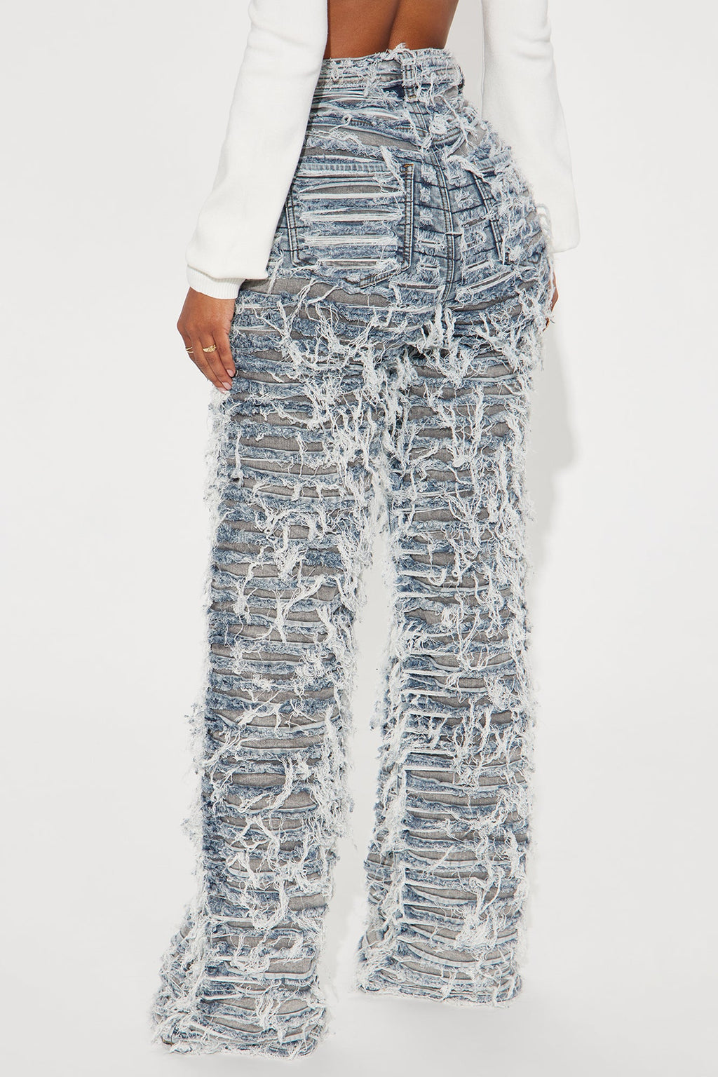 Oh So Shredded Stretch Straight Leg Jeans - Grey/combo